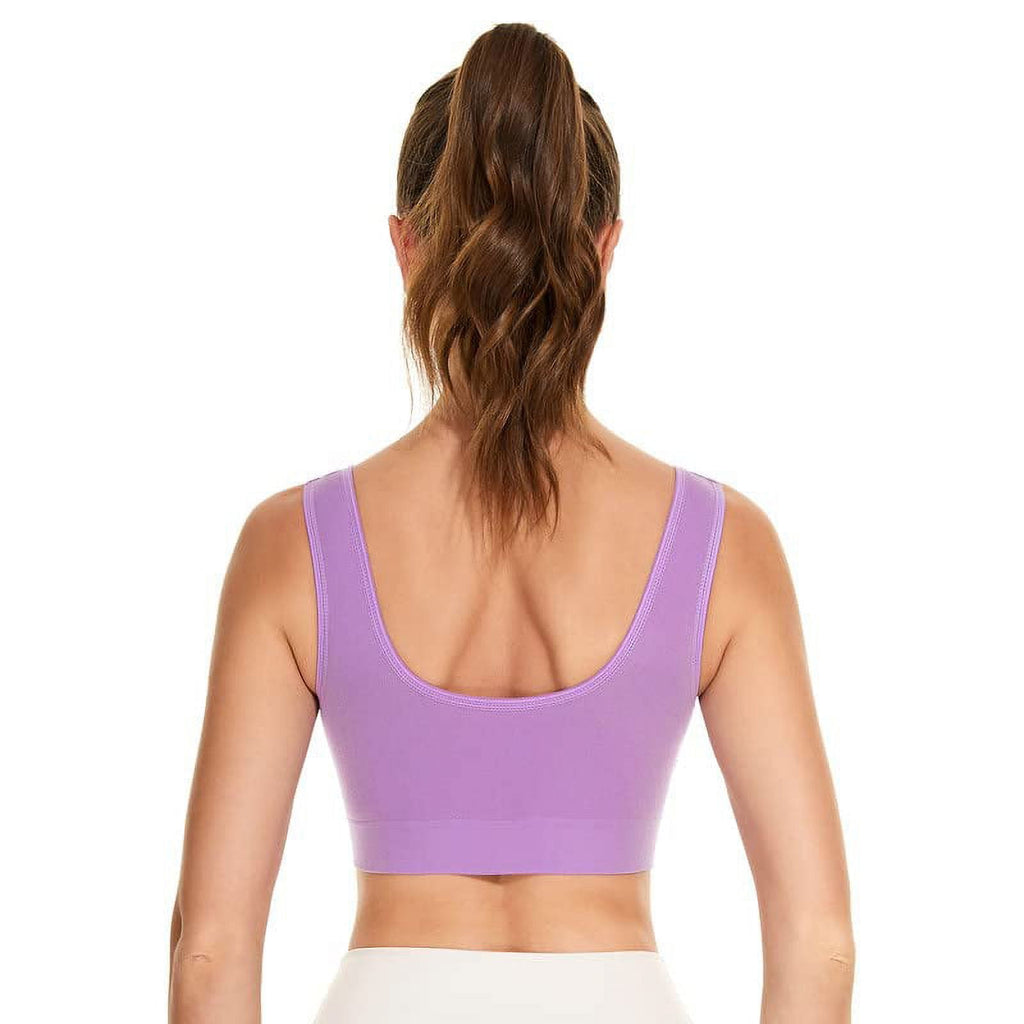 Women's 3 Pack Seamless Comfortable Sports Bra with Removable Pads,Full-Coverage Pullover Stretchy Sports Bras