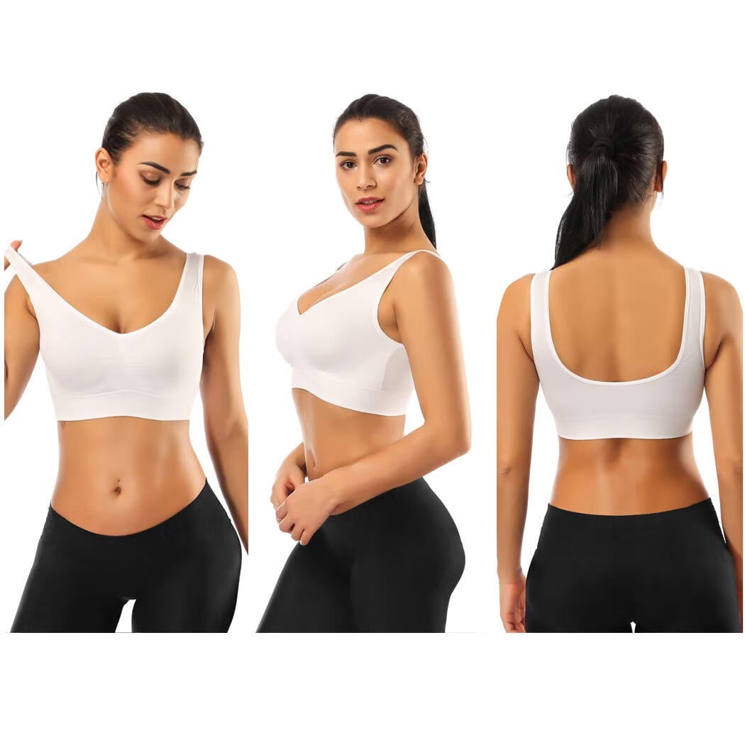 3 Pack Sports Bra for Women - Comfortable Sleep Bra Seamless Stretchy Workout Yoga Bra with Removable Pads
