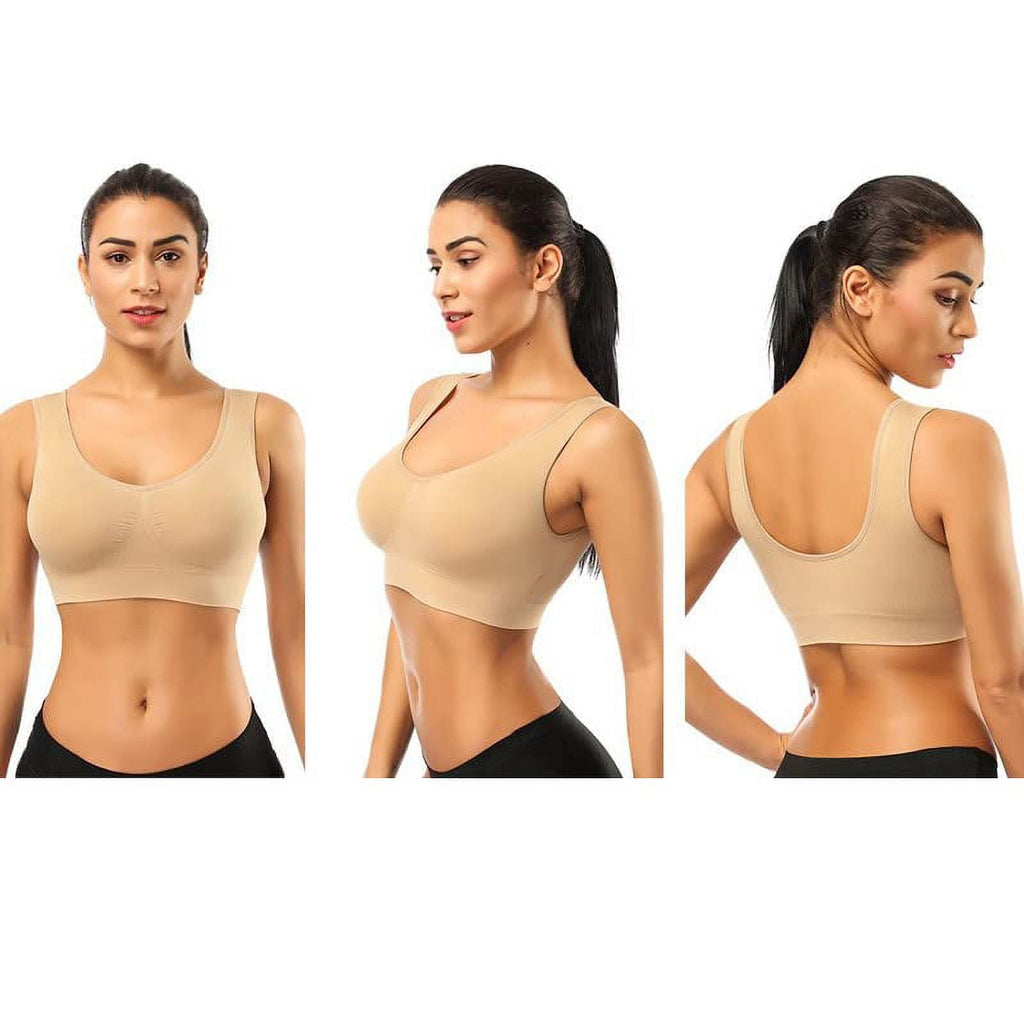 2 Pack Seamless Sports Bras for Women,Wirefree Bras Low Impact Sports Bra Yoga Sleep Comfortable Bras with Removable Pads