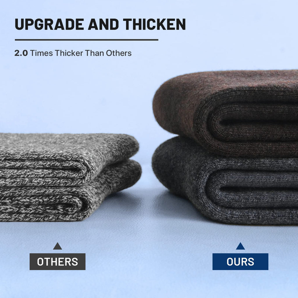 Merino Wool Hiking Socks for Men & Women Crew Length & Thermal 5 Pack