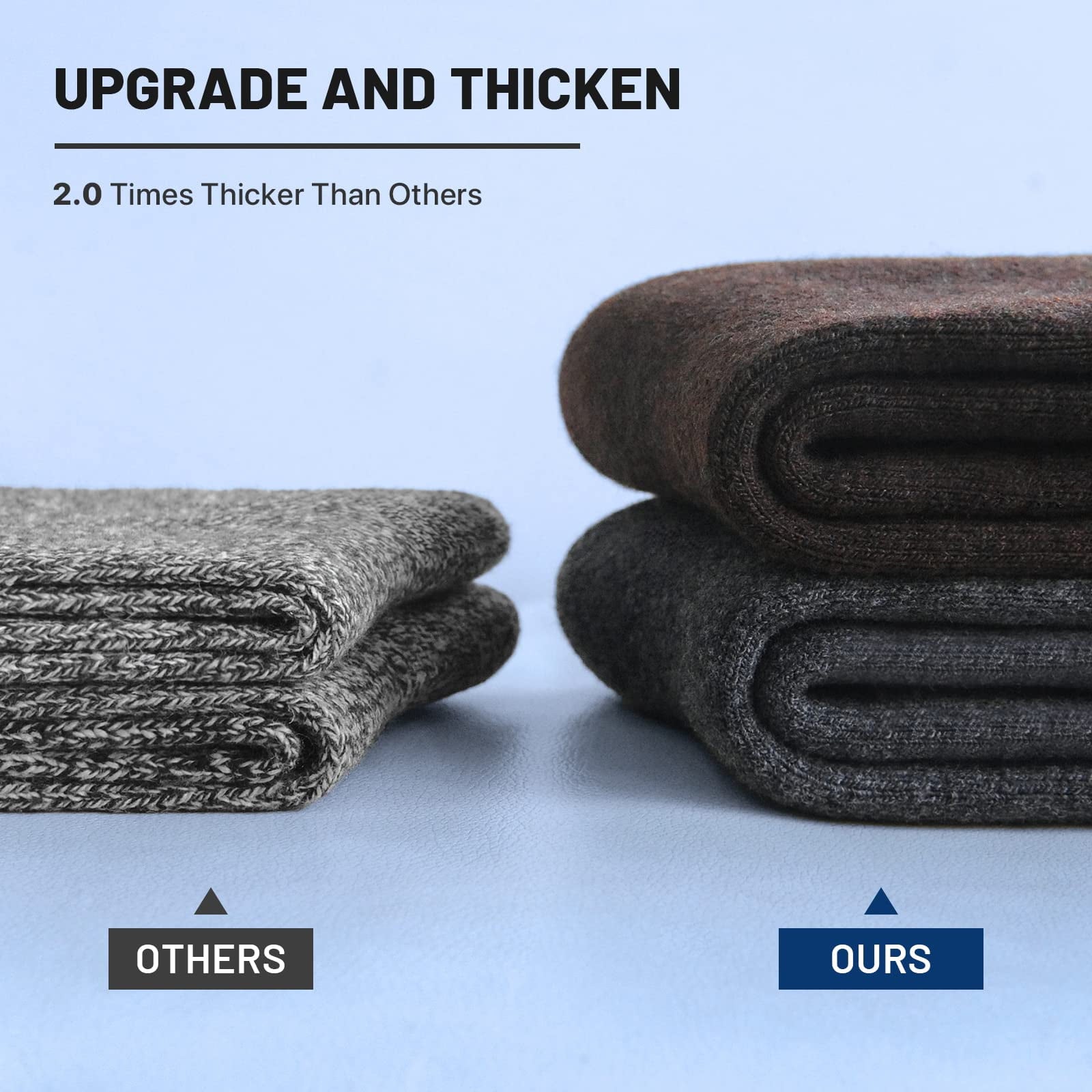 5 Pairs Merino Wool Socks for Men,Thick Winter Wool Hiking Socks,Warm Breathable Crew Mens Socks£¨Fit USA Size 7-13)