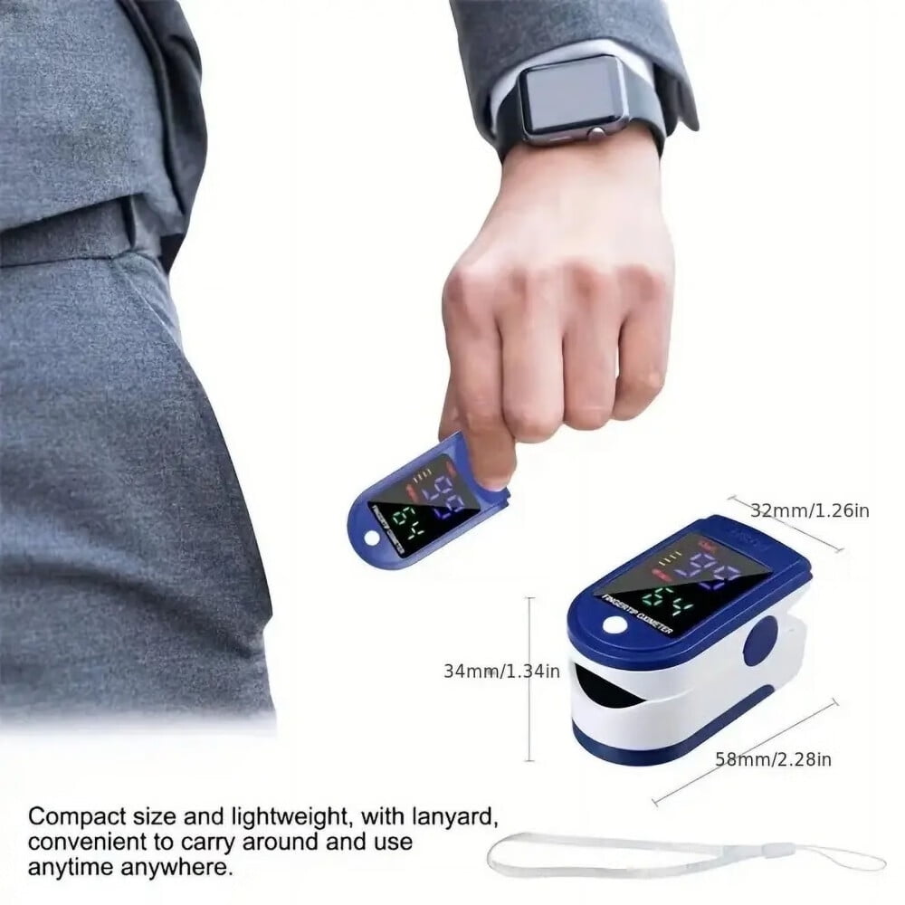 Fingertip Pulse Oximeter,Blood Oxygen Saturation Monitor with Heart Rate Tracker,Finger Pulse Oximeter with Lanyard