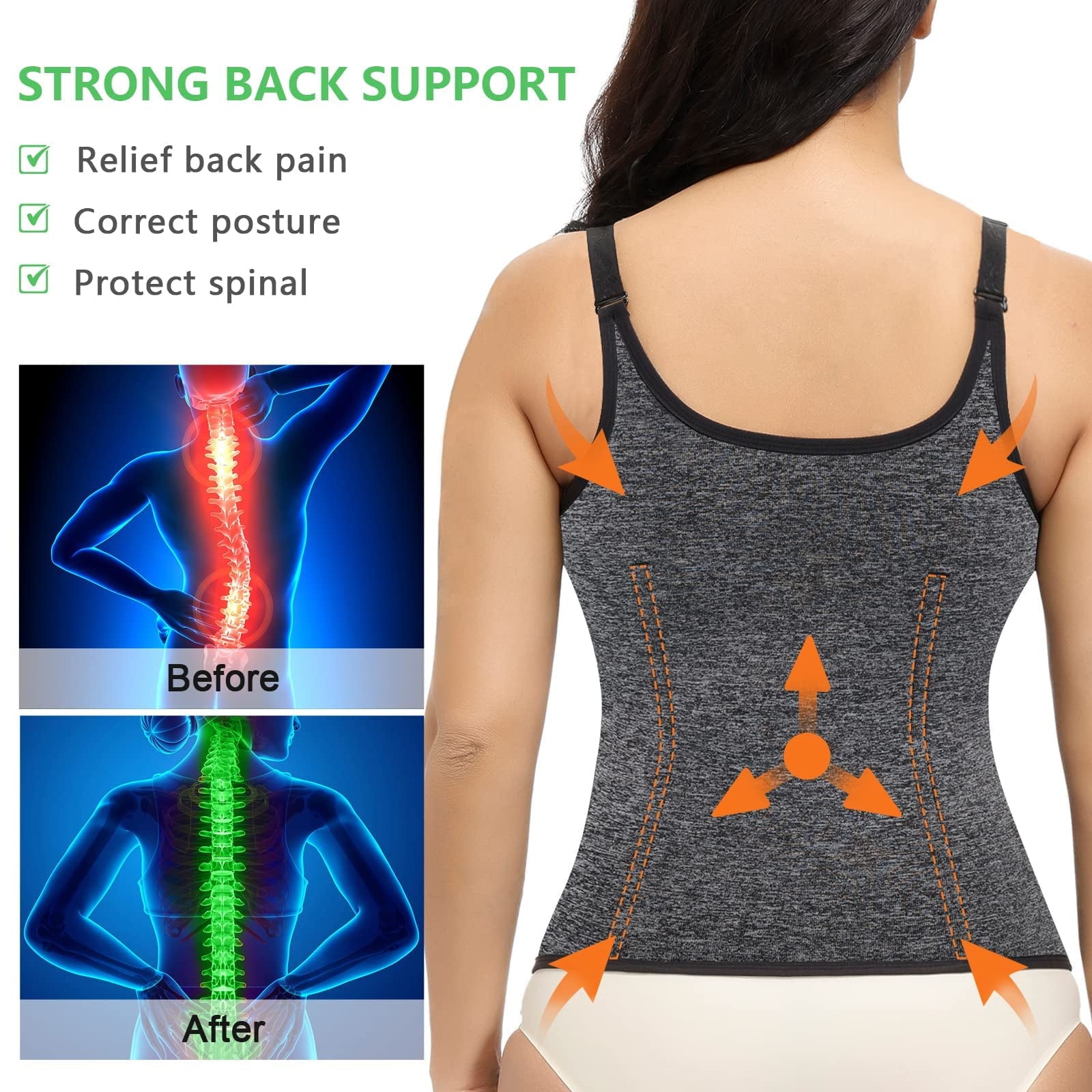 Women's Waist Training Vest,Waist Cinch Corset,Fajas Clip On Zipper Tummy Control Shapewear