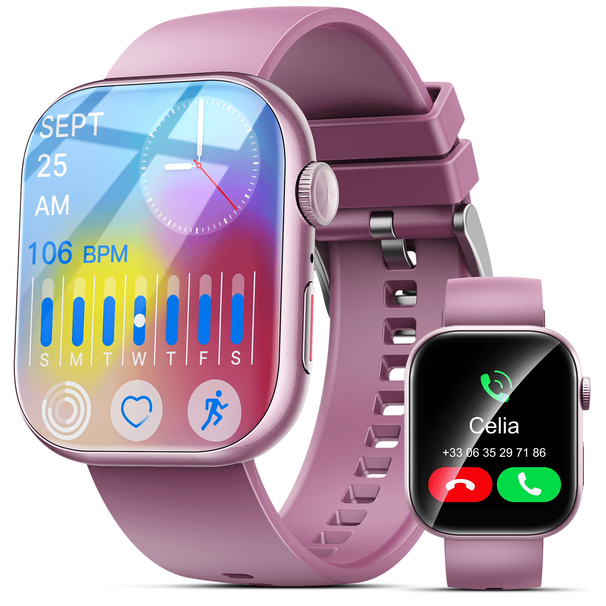 STA Smart Watch,IP68 Waterproof Smartwatch for Women Men 180+ Sports Modes,2.01-inch Fitness Tracker with Bluetooth Call(Answer/Make Calls) STA Smartwatch Compatible with Android and iPhone (Pink)