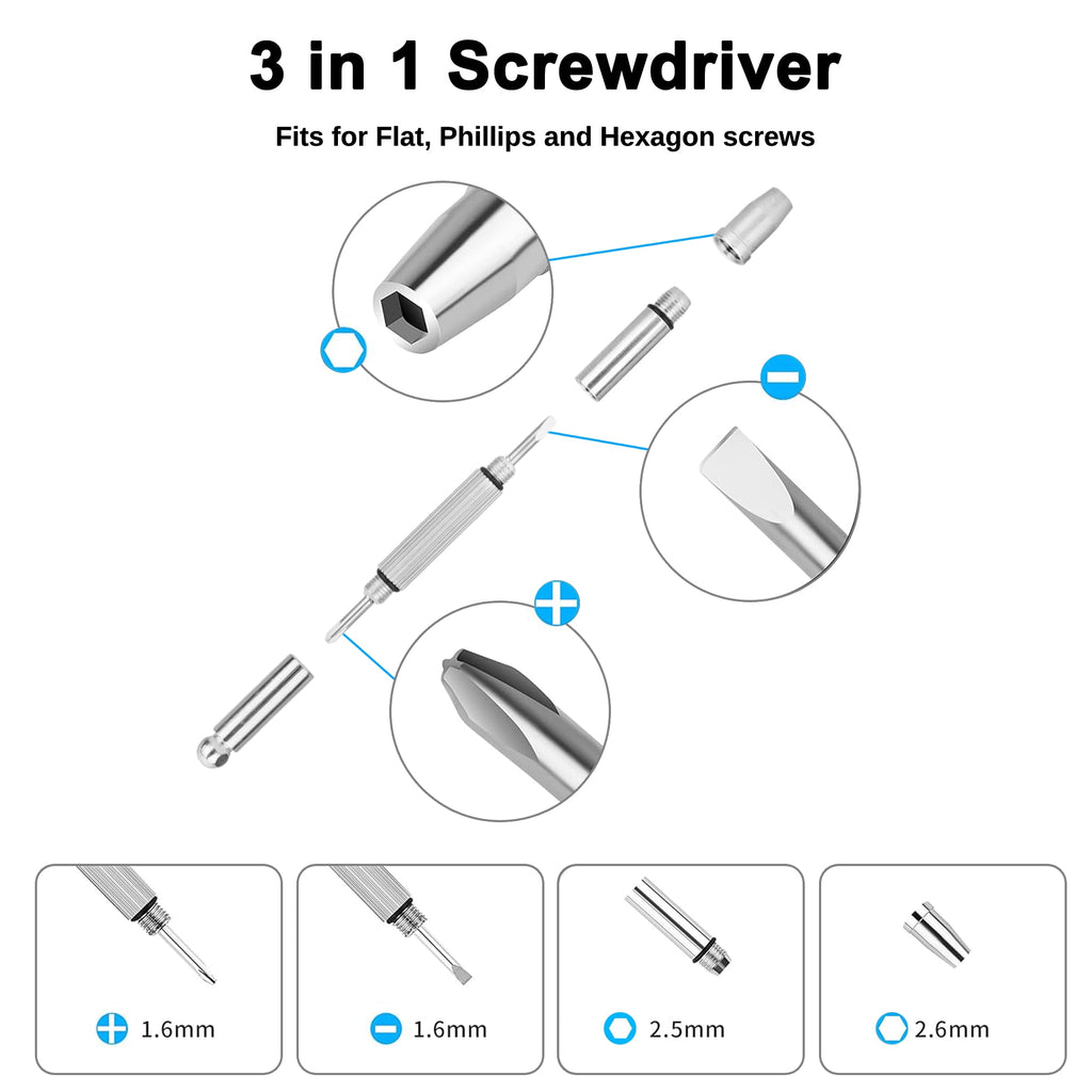 DISEN Eyeglass Repair Tool Kit with Box, Includes 3 in 1 Screwdriver, Nose Pads, Screws, Tweezer
