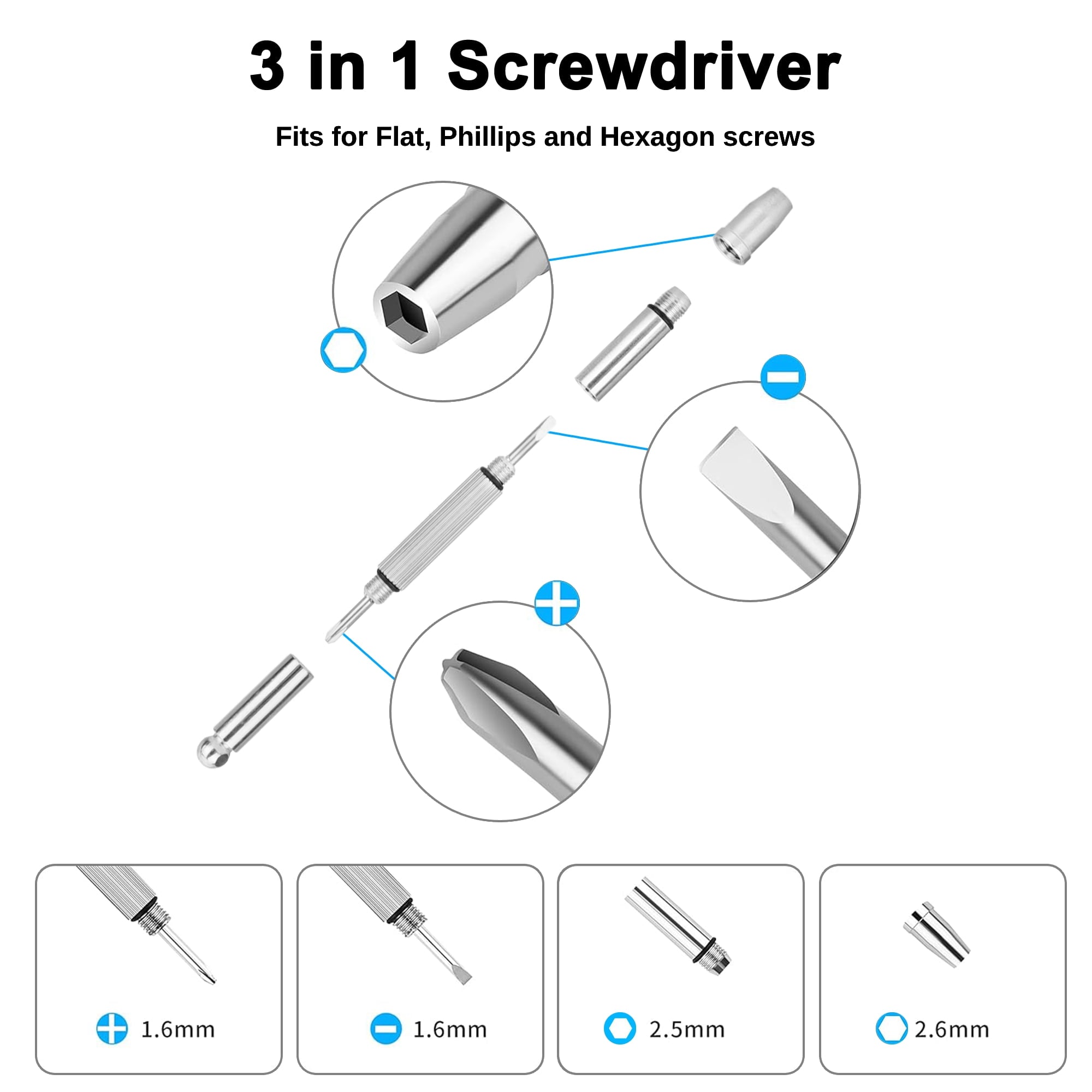 DISEN Eyeglass Repair Tool Kit with Box, Includes 3 in 1 Screwdriver, Nose Pads, Screws, Tweezer