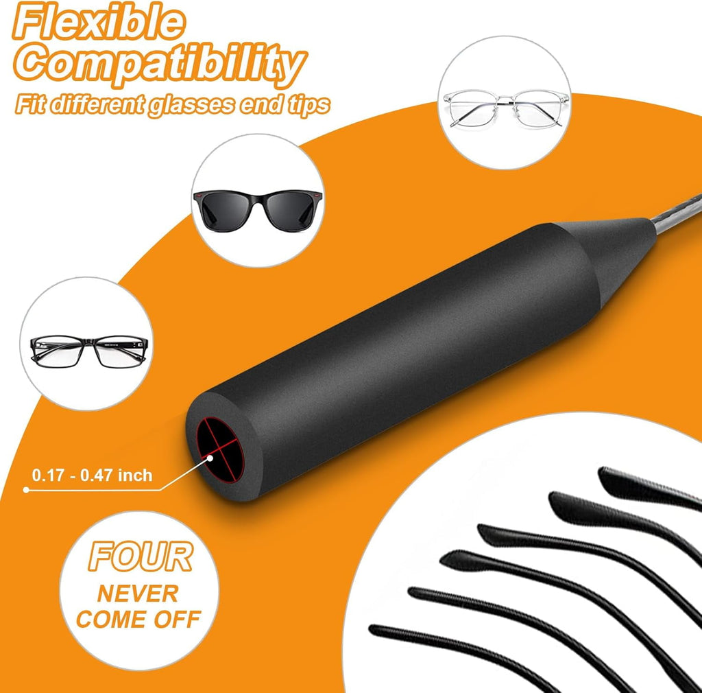 Adjustable Glasses Strap,4 Pack 16Inch Eye Glasses String Strap with Retainer Ear Cushion, Universal Fit Rope Eyewear Retainer, No Tail Anti Slip Sunglasses Strap Eyeglass Straps for Men Women