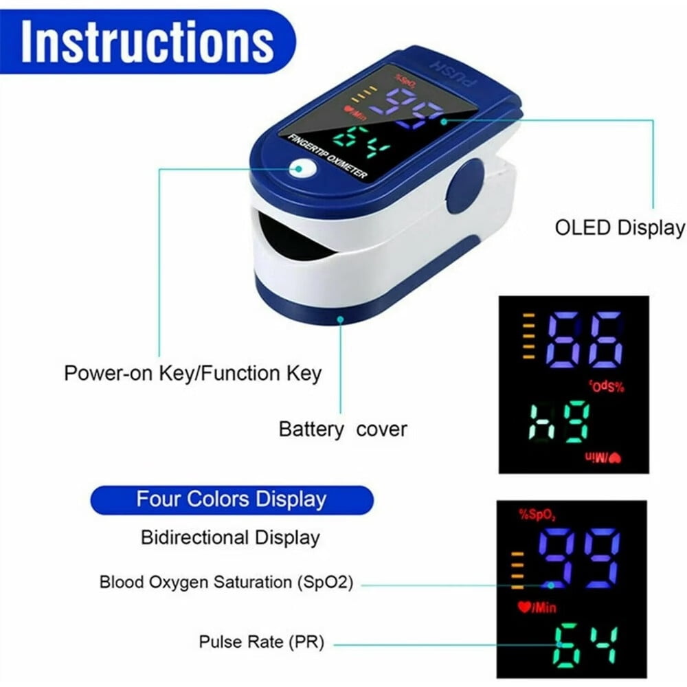 Fingertip Pulse Oximeter,Blood Oxygen Saturation Monitor with Heart Rate Tracker,Finger Pulse Oximeter with Lanyard