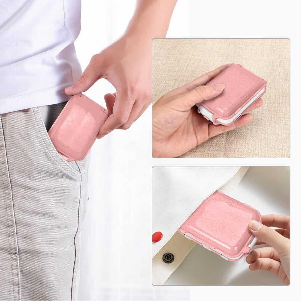Pill Organizer,[2 Pack] Pill Cases,[Folding Design] Weekly Pill Case Organizer 7 Day,8 Compartments Portable Travel Pill Box for Pocket Purse Medicine Vitamin Holder Container