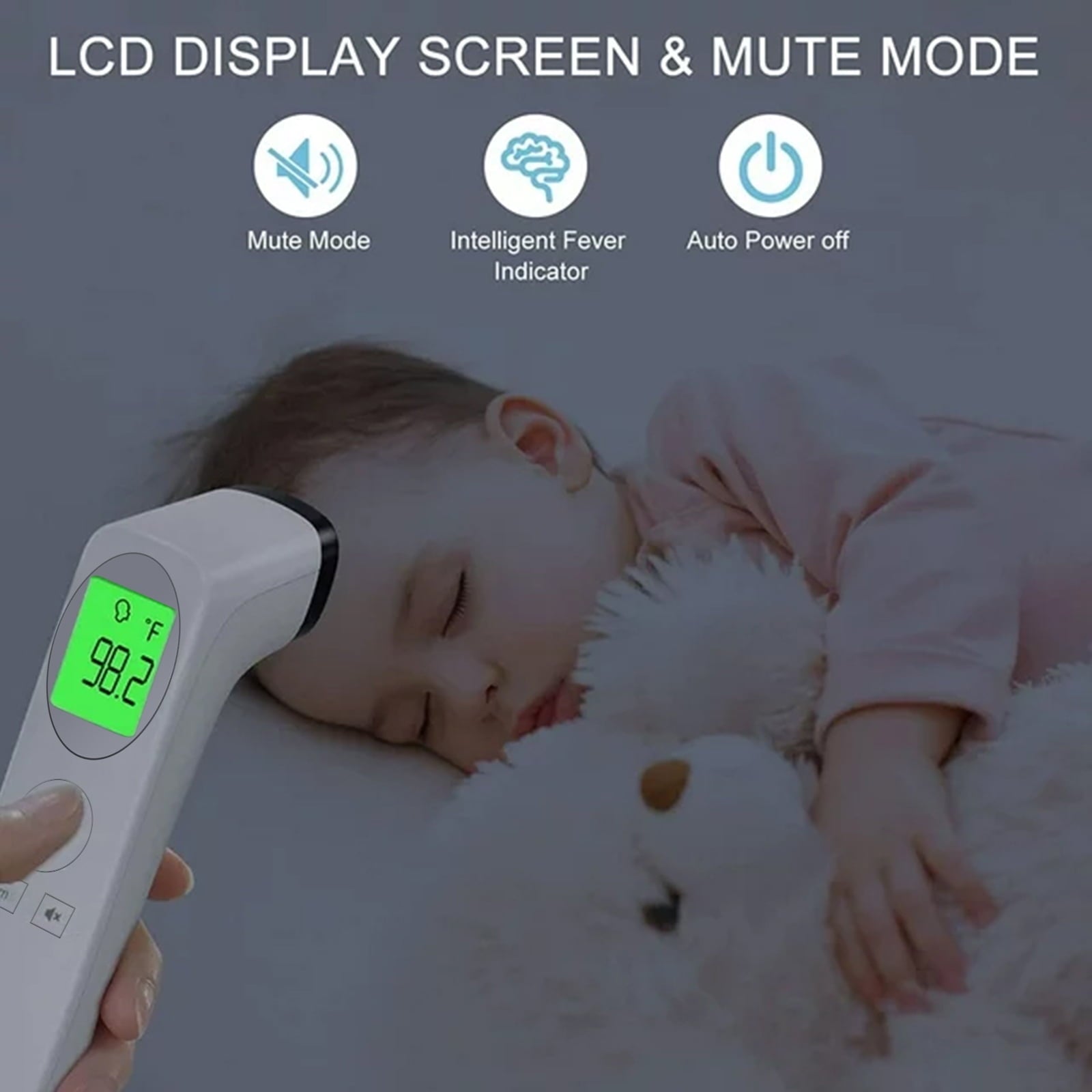 Non-Contact Forehead Thermometer, Digital Thermometer for Adults and Kids, Fast & Accurate with Fever Alarm Memory Function