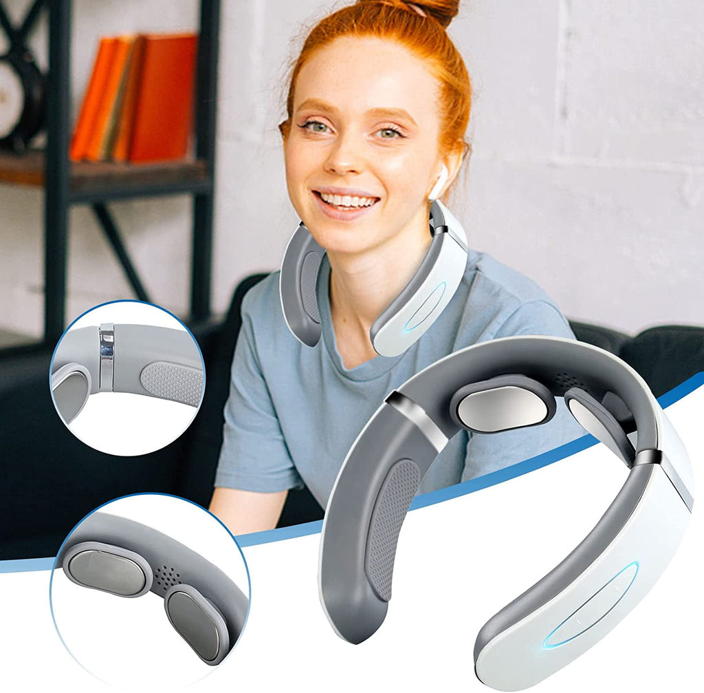 Cervical Spine Massager, USB Charging Neck and Shoulder Physiotherapy Instrument Massager, 6 Kinds of Massage Modes, for Home, Office, Business Traveling
