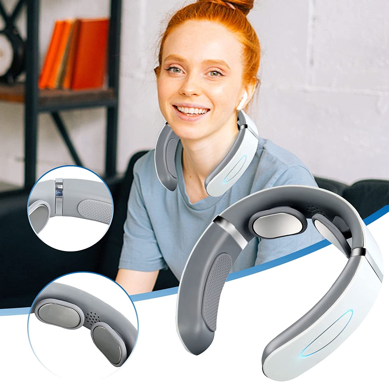 Cervical Spine Massager, USB Charging Neck and Shoulder Physiotherapy Instrument Massager, 6 Kinds of Massage Modes, for Home, Office, Business Traveling