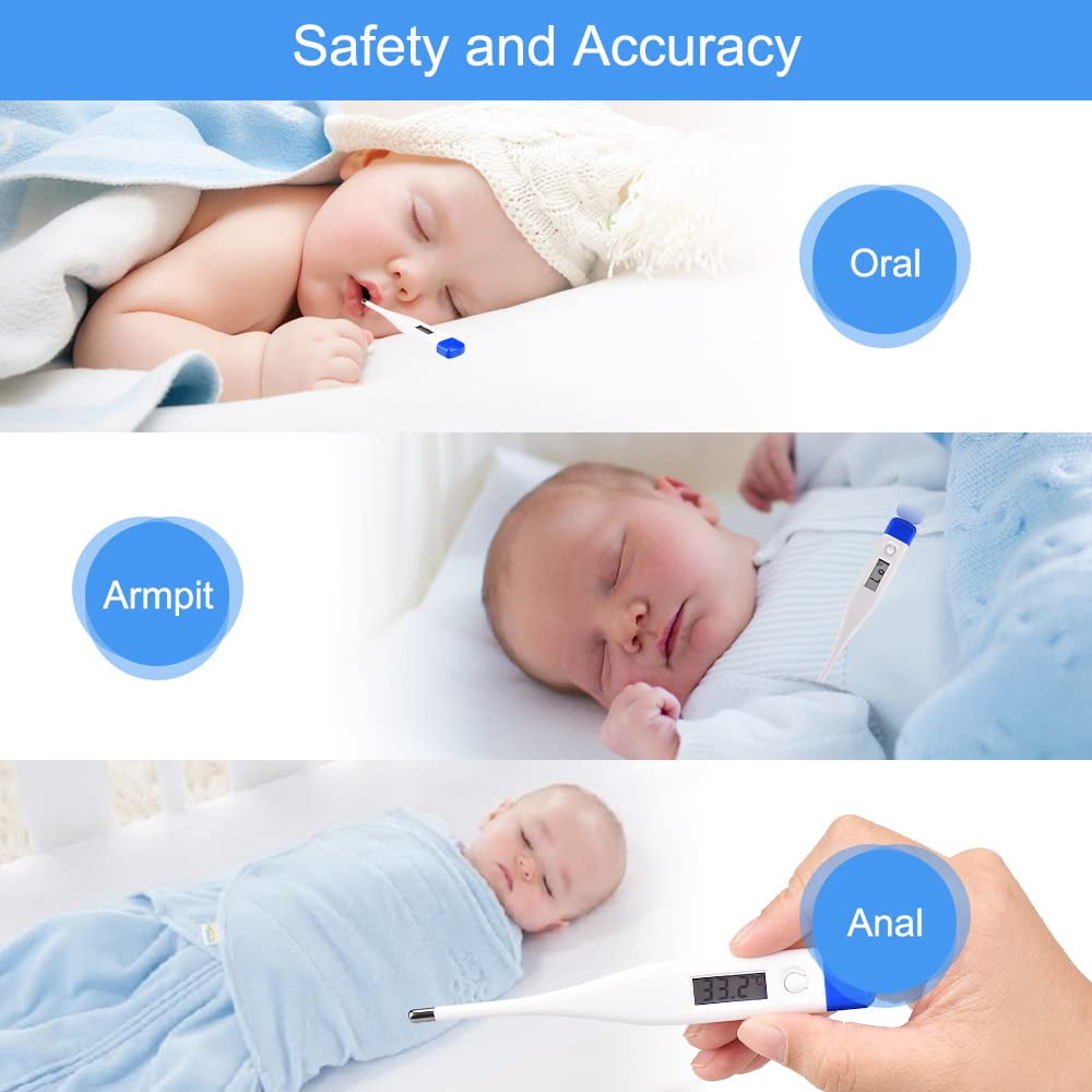 Digital Thermometer for Fever,Oral Thermometer for Baby,Rectal and Underarm Thermometer with an AG3 button battery,Basal Thermometer with Accurate & Easy to use for Adults and Kids