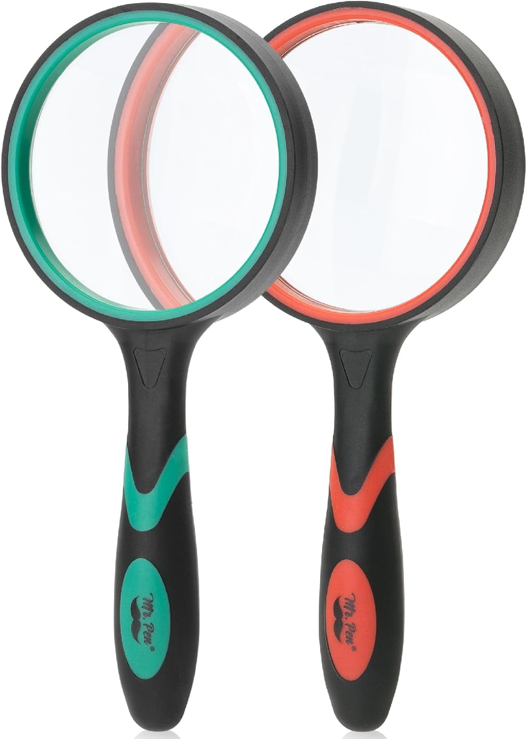 TIFOR- Magnifying Glass, 2 Pack, 10X Magnifier, 75mm Glass Lens, Magnifying Glass for Kids and Adults, Handheld Magnifying Glass, Magnifier for Reading, Magnifying Glasses for Close Work, Red&Green