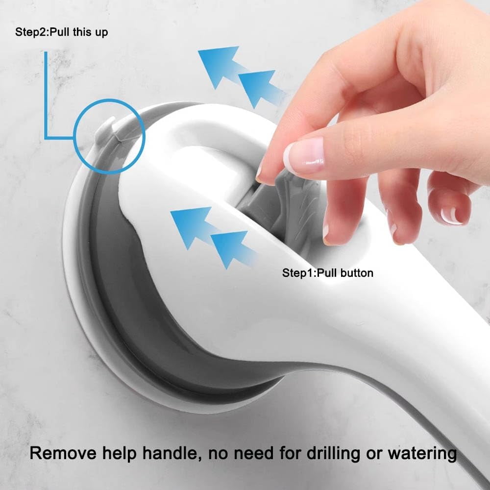 Grab Bars for Shower, 12 Inch Shower Handle Strong Suction Shower Grab Bar for Shower Chair Stool, Bathtub Rails for Seniors, Elderly, Handicap