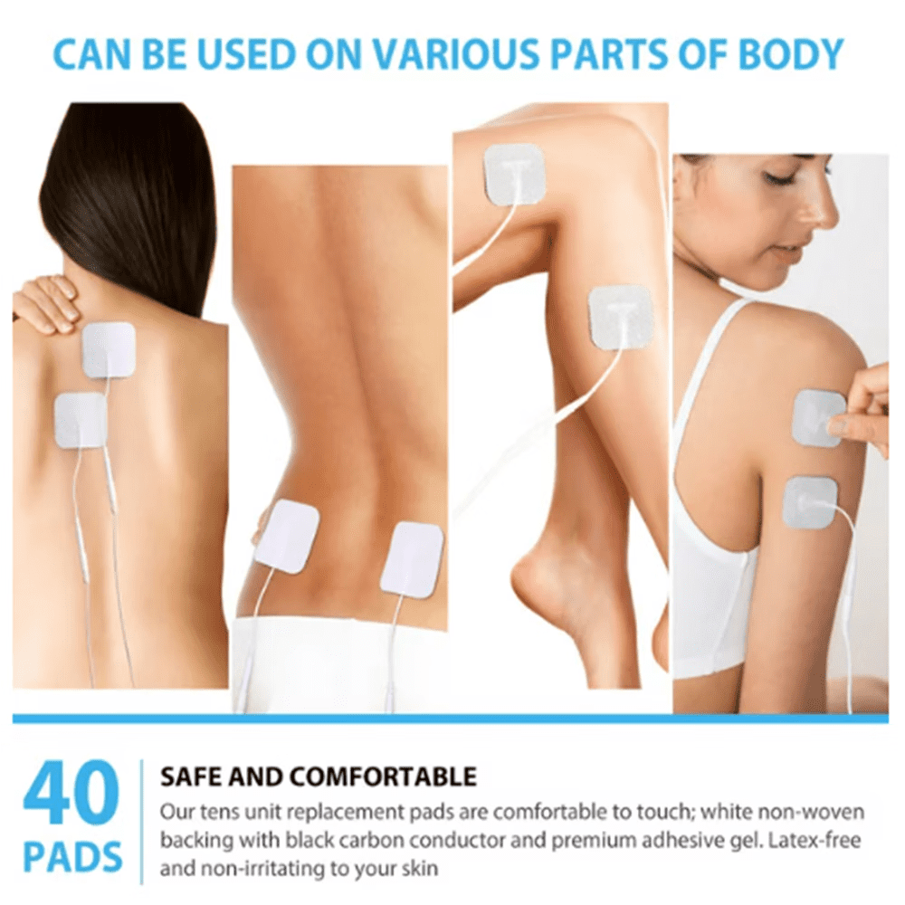 40 Electrode Pads Tens EMS Machine Units 2x2Inch White Cloth BULK