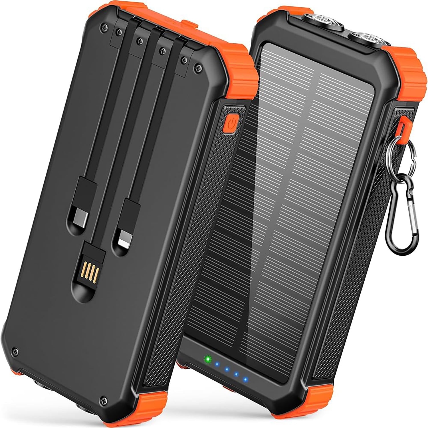 45800mAh Solar Charger Power Bank 15.5W Fast Charging USB Battery Pack with 3 Cables, Solar Phone Charger Compatible for iPhone & Android