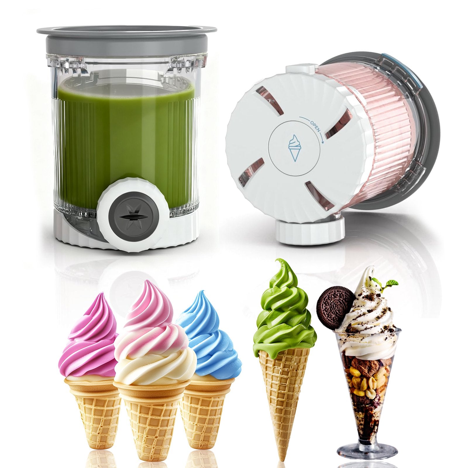 Creami Ice Cream Pints and Lids - 2 Pack, Compatible with NC700 Series Swirl Ice Cream & Soft Serve Makers, Dishwasher Safe with 2 Nozzles£¬BPA Free